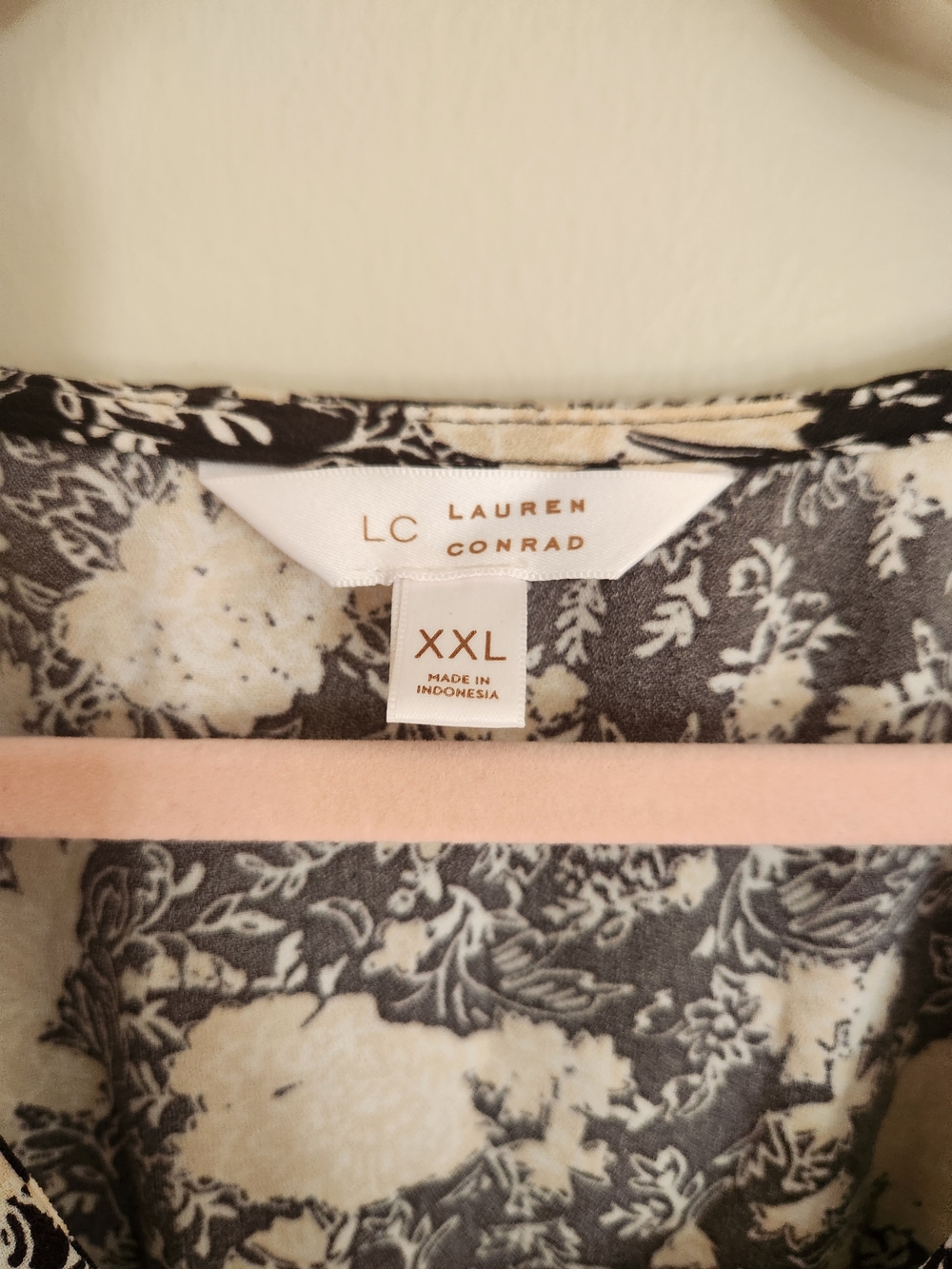 LC Lauren Conrad Cream and Black Floral Mini Dress Peter Pan Collar - Picture 3 of 5
